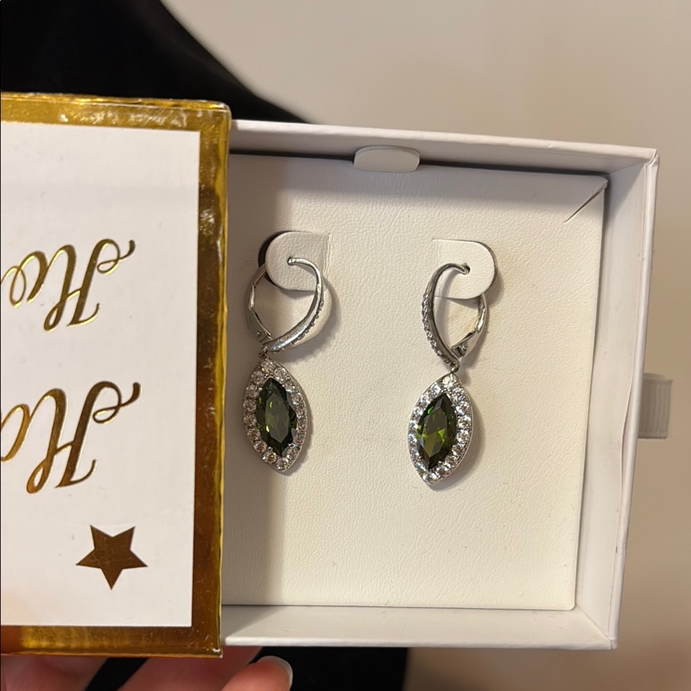 Sophisticated Silver and Green Drop Earrings